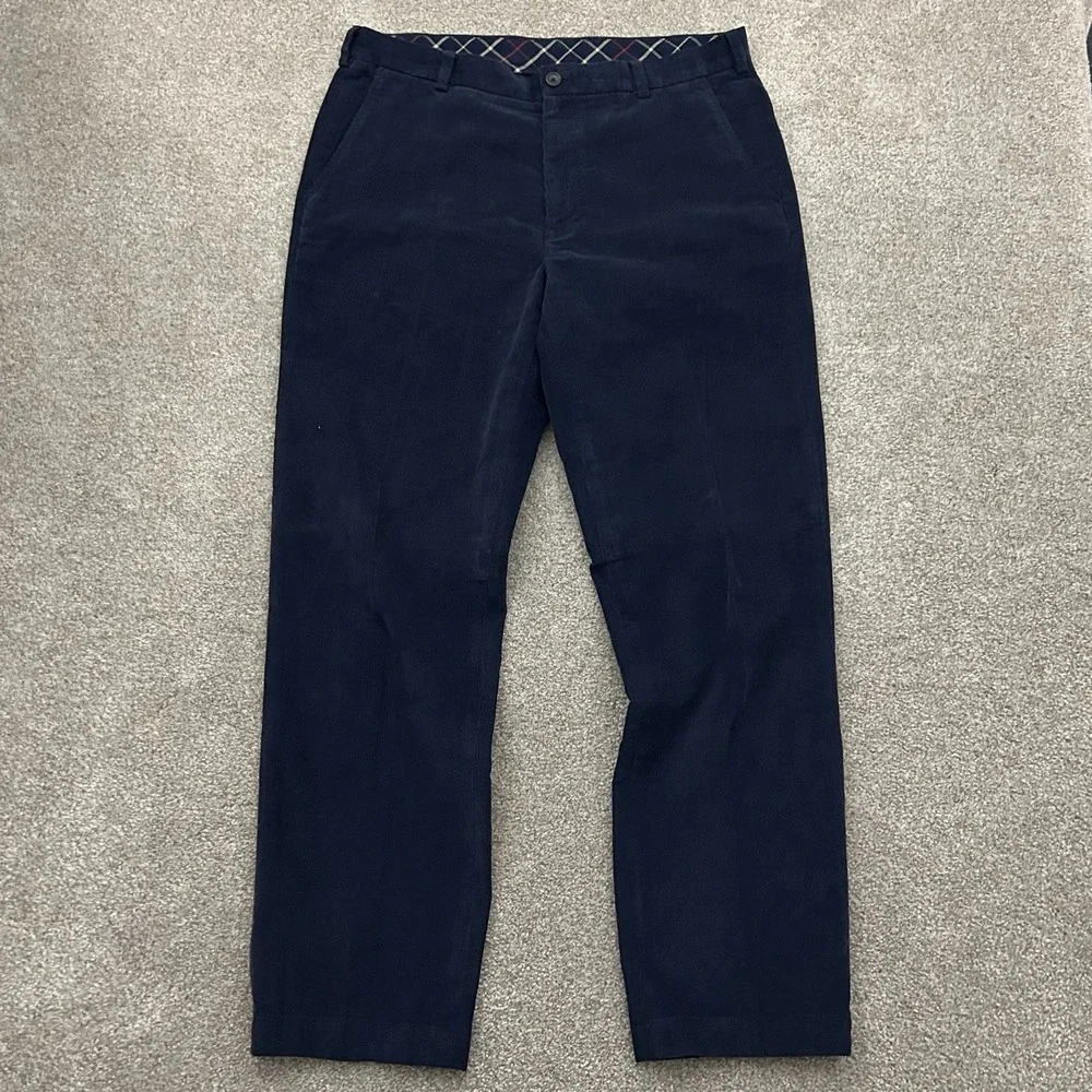 Brooks Brothers Flat Front‎ Clark Corduroy Pants Men's Size 36x32 Blue